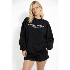 Saint Jhn Sweatshirt Womens Not A Cult Christian Sex Club Pullover Streetwear S